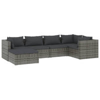 Set Divani da Giardino 6 pz con Cuscini in Polyrattan Grigio cod mxl 44476