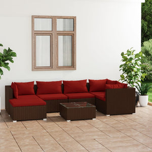 Set Divani da Giardino 7 pz con Cuscini in Polyrattan Marrone 3101819