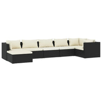 Set Divani da Giardino 7 pz con Cuscini in Polyrattan Nero 3101823