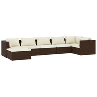 Set Divani da Giardino 7 pz con Cuscini in Polyrattan Marrone cod mxl 41270