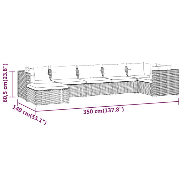 Set Divani da Giardino 7 pz con Cuscini in Polyrattan Marrone cod mxl 44481