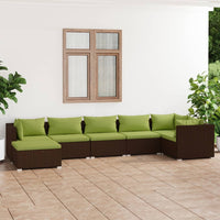 Set Divani da Giardino 7 pz con Cuscini in Polyrattan Marrone 3101828