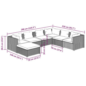 Set Divani da Giardino 7 pz con Cuscini in Polyrattan Marrone cod mxl 47853