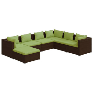 Set Divani da Giardino 7 pz con Cuscini in Polyrattan Marrone cod mxl 44354