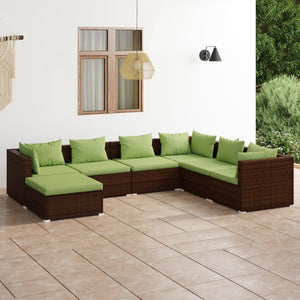 Set Divani da Giardino 7 pz con Cuscini in Polyrattan Marrone cod mxl 44354