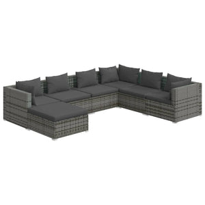 Set Divani da Giardino 7 pz con Cuscini in Polyrattan Grigio 3101837