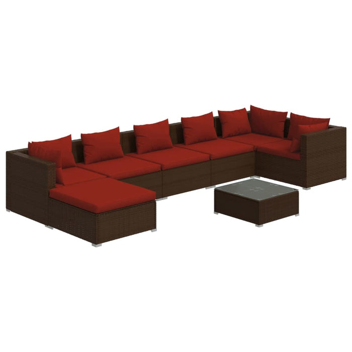 Set Divani da Giardino 8 pz con Cuscini in Polyrattan Marrone 3101843