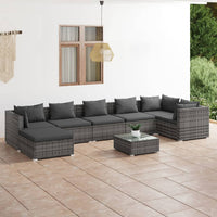 Set Divani da Giardino 8 pz con Cuscini in Polyrattan Grigio 3101845