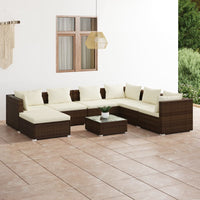 Set Divani da Giardino 8 pz con Cuscini in Polyrattan Marrone 3101850