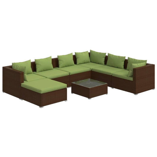 Set Divani da Giardino 8 pz con Cuscini in Polyrattan Marrone 3101852