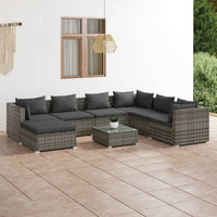 Set Divani da Giardino 8 pz con Cuscini in Polyrattan Grigio cod mxl 53043