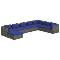 Set Divani da Giardino 8 pz con Cuscini in Polyrattan Grigio cod mxl 44893