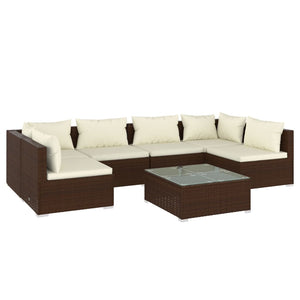 Set Divani da Giardino 7 pz con Cuscini in Polyrattan Marrone cod mxl 42512