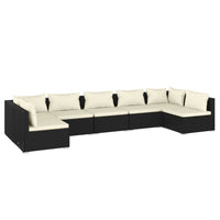 Set Salotto da Giardino 7 pz con Cuscini in Polyrattan Nero cod mxl 57056