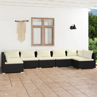 Set Salotto da Giardino 7 pz con Cuscini in Polyrattan Nero cod mxl 57056