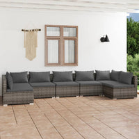 Set Divani da Giardino 7 pz con Cuscini in Polyrattan Grigio 3101893