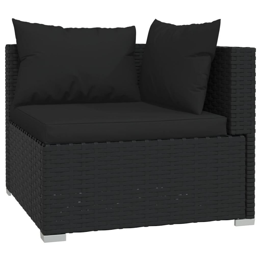 Set Divani da Giardino 9 pz con Cuscini in Polyrattan Nero 3101904