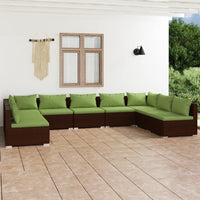 Set Divani da Giardino 9 pz con Cuscini in Polyrattan Marrone 3101908