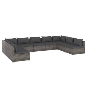 Set Divani da Giardino 9 pz con Cuscini in Polyrattan Grigio cod mxl 40414