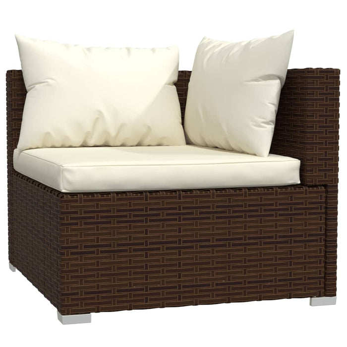 Set Divani da Giardino 10 pz con Cuscini in Polyrattan Marrone 3101922