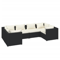 Set Divani da Giardino 6 pz con Cuscini in Polyrattan Nero cod mxl 35476