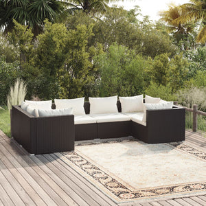 Set Divani da Giardino 6 pz con Cuscini in Polyrattan Nero cod mxl 35476