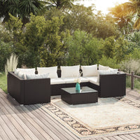 Set Divani da Giardino 7 pz con Cuscini in Polyrattan Nero cod mxl 35475