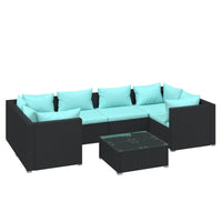 Set Salotto da Giardino 7 pz con Cuscini in Polyrattan Nero cod mxl 39987