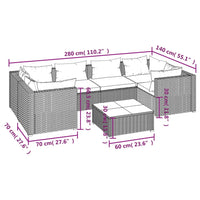 Set Divani da Giardino 7 pz con Cuscini in Polyrattan Marrone 3101946