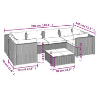 Set da Giardino 7 pz con Cuscini in Polyrattan Marrone 3101947