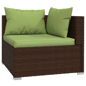 Set da Giardino 7 pz con Cuscini in Polyrattan Marrone cod mxl 34919