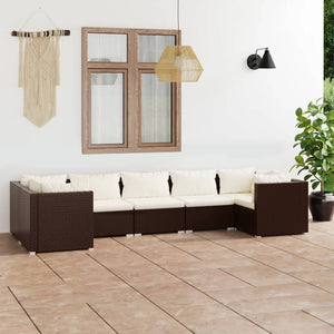 Set Divani da Giardino 7 pz con Cuscini in Polyrattan Marrone cod mxl 40809