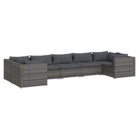 Set Divani da Giardino 7 pz con Cuscini in Polyrattan Grigio cod mxl 40426