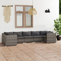 Set Divani da Giardino 7 pz con Cuscini in Polyrattan Grigio cod mxl 40426