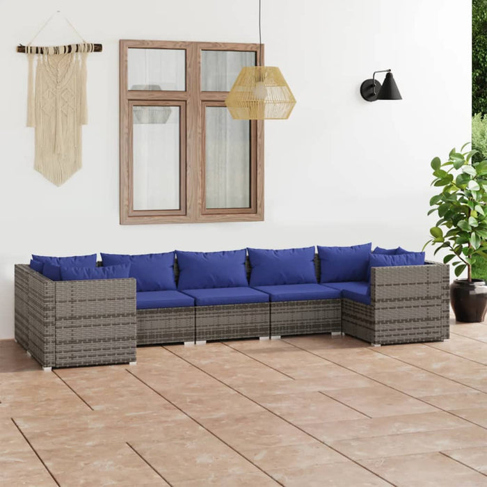 Set Divani da Giardino 7 pz con Cuscini in Polyrattan Grigio 3101958