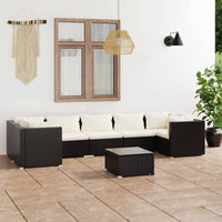 Set Divani da Giardino 8 pz con Cuscini in Polyrattan Nero cod mxl 39467