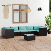 Set Divani da Giardino 8 pz con Cuscini in Polyrattan Nero 3101961