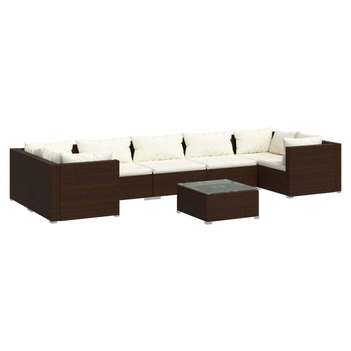 Set Divani da Giardino 8 pz con Cuscini in Polyrattan Marrone cod mxl 53883