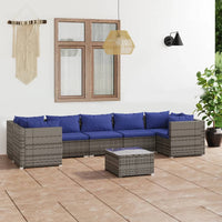 Set Divani da Giardino 8 pz con Cuscini in Polyrattan Grigio cod mxl 38965