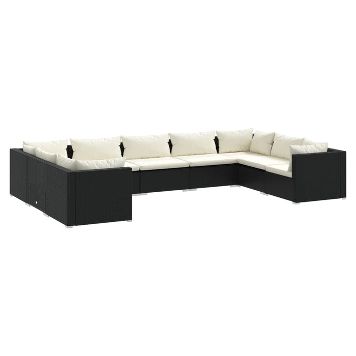 Set Divani da Giardino 9 pz con Cuscini in Polyrattan Nero cod mxl 32617