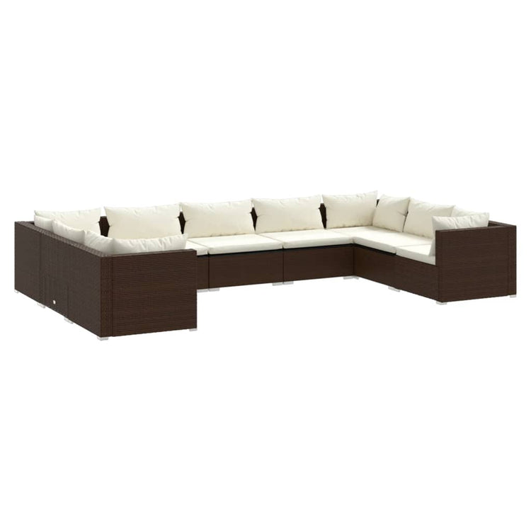 Set Divani da Giardino 9 pz con Cuscini in Polyrattan Marrone cod mxl 40831