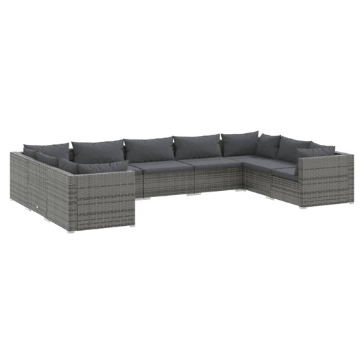 Set Divani da Giardino 9 pz con Cuscini in Polyrattan Grigio 3101973