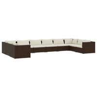 Set Divani da Giardino 10 pz con Cuscini in Polyrattan Marrone cod mxl 42452