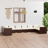 Set Divani da Giardino 10 pz con Cuscini in Polyrattan Marrone cod mxl 42452