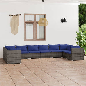 Set Divani da Giardino 10 pz con Cuscini in Polyrattan Grigio cod mxl 44763