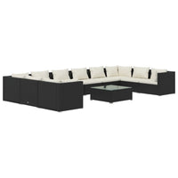 Set Divani da Giardino 11 pz con Cuscini in Polyrattan Nero cod mxl 56297