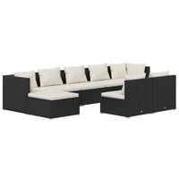 Set Divani da Giardino 9 pz con Cuscini in Polyrattan Nero cod mxl 41194