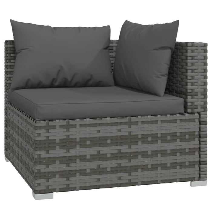 Set Divani da Giardino 10 pz con Cuscini in Polyrattan Grigio 3102013