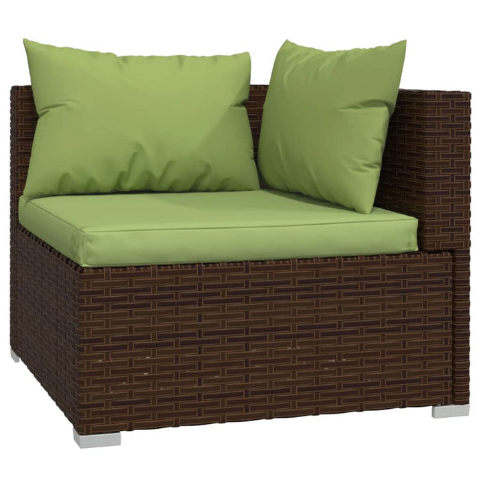 Set Divani da Giardino 10 pz con Cuscini in Polyrattan Marrone 3102020