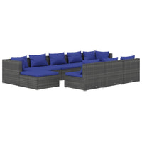 Set Divani da Giardino 10 pz con Cuscini in Polyrattan Grigio cod mxl 38971